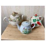 3 Decorative Ceramic Teapots