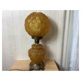 Vintage 21" Amber Glass Electric Lamp