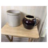 White Crock and Hull Craft Brown Jug, 2 Pc