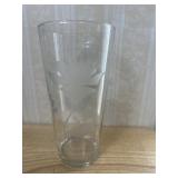 Etched Glass Floral Vase 8.5 Inch