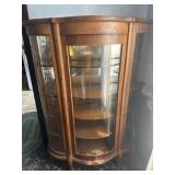 Antique Oak Oval Glass Display Cabinet