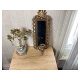 Tall Wall Mirror and 5-Candle Candelabrum