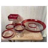 Seven-Piece Red Flash Glass Bowl Set