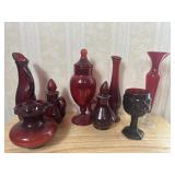 Red and Ruby Art Glass Vessels