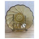 Amber Swirl Glass Bowl, 9 Inch Diameter