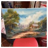 Signed Landscape Oil Painting on Canvas
