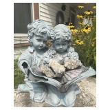 Resin Garden Statue of Two Children Reading
