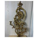 Syroco-Style Gold Gilt Wall Sconce by Dart