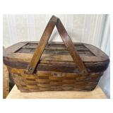 Rectangular Woven Wooden Picnic Basket