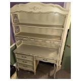 French Provincial Cream Desk With Hutch