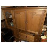 Oak-Finish Wooden Entertainment Cabinet