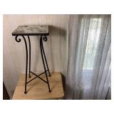 Vintage Side Table with Grapevine Tile Top