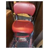 Red Metal Step Stool Chair with Chrome Legs