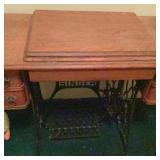 Singer Treadle Sewing Machine with Oak Table