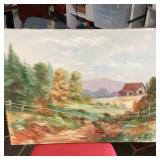 Signed Landscape Oil Painting on Canvas