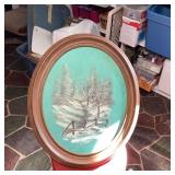 Framed Winter Landscape Painting on Canvas