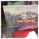 Original Winter Mountain Landscape Oil Painting