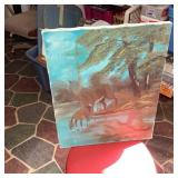 Painting of Elephants by Watering Hole