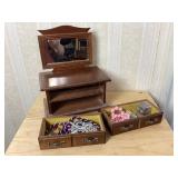 Small Wooden Jewelry Box With Contents