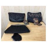 Four Black Beaded Evening Bags