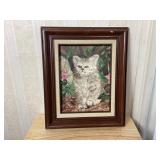 Framed Cat Portrait Oil Painting, 14 x 17 in