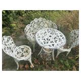 White Cast Iron Garden Table and Chairs Set