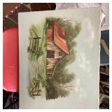 Signed Rural Barn Landscape Oil Painting