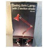 Red Swing Arm Lamp With 2-Section Shade