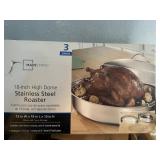 Mainstays 18-Inch Stainless Steel Roaster Set New