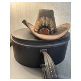 Tan Cowboy Hat with Feather Band, Medium