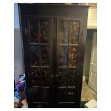 8ft Tall Wooden Cabinet with Stained Glass Panels