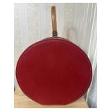 Red Round Hat Box Bakelite Handle Feather Accesrs