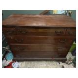 Wooden Five-Drawer Dresser With Metal Pulls