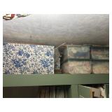 Christmas Decor and Sewing Material in Boxes Totes