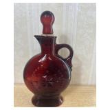 Red Pressed Glass Decanter with Stopper