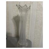 Clear Ribbed Glass Bud Vase 11 Inch