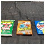 Unopened Vintage Baseball Card Packs Trio