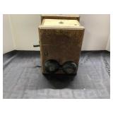 Wooden Hand-Crank Wall Telephone, 7 x 9.5 in