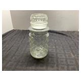 Diamond Pattern Clear Glass Jar, 8 Inches