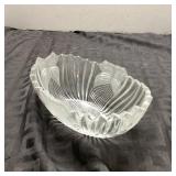 Pressed Glass Oval Bowl with Floral Motif