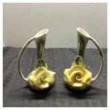 Lora Aileen Ceramic Flower Ewer Pair, 7 in