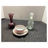 Lot: Cup and Saucer with Chips, Glass V