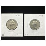 1941 and 1944 Washington Quarters, EF