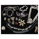 Costume Jewelry Lot With Brooches