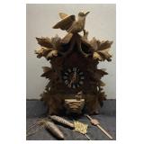 Carved Wood Cuckoo Clock, 15" Tall