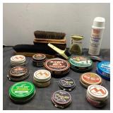 Vintage Shoe Shine Tins and Brushes