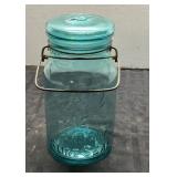 Aqua Glass Canning Jar, 8 Inches Tall