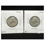 1943 Washington Silver Quarters