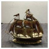Brass Sailing Ship Sculpture, 8" x 9"