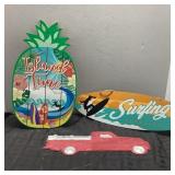 Pineapple, Surfboard, and Truck Decor Trio